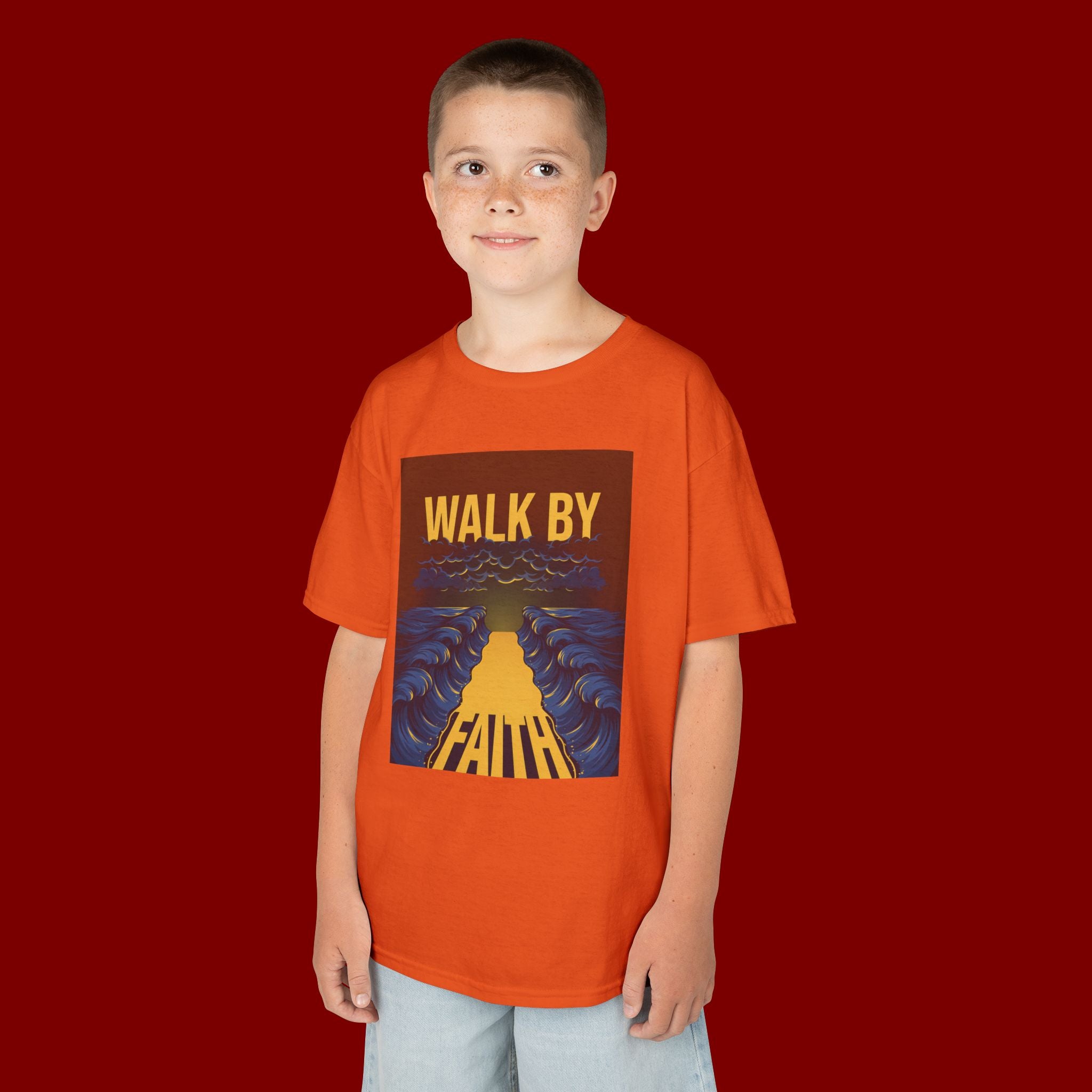 Kids T‑Shirt — "Walk By Faith" Inspirational Graphic Tee for Children