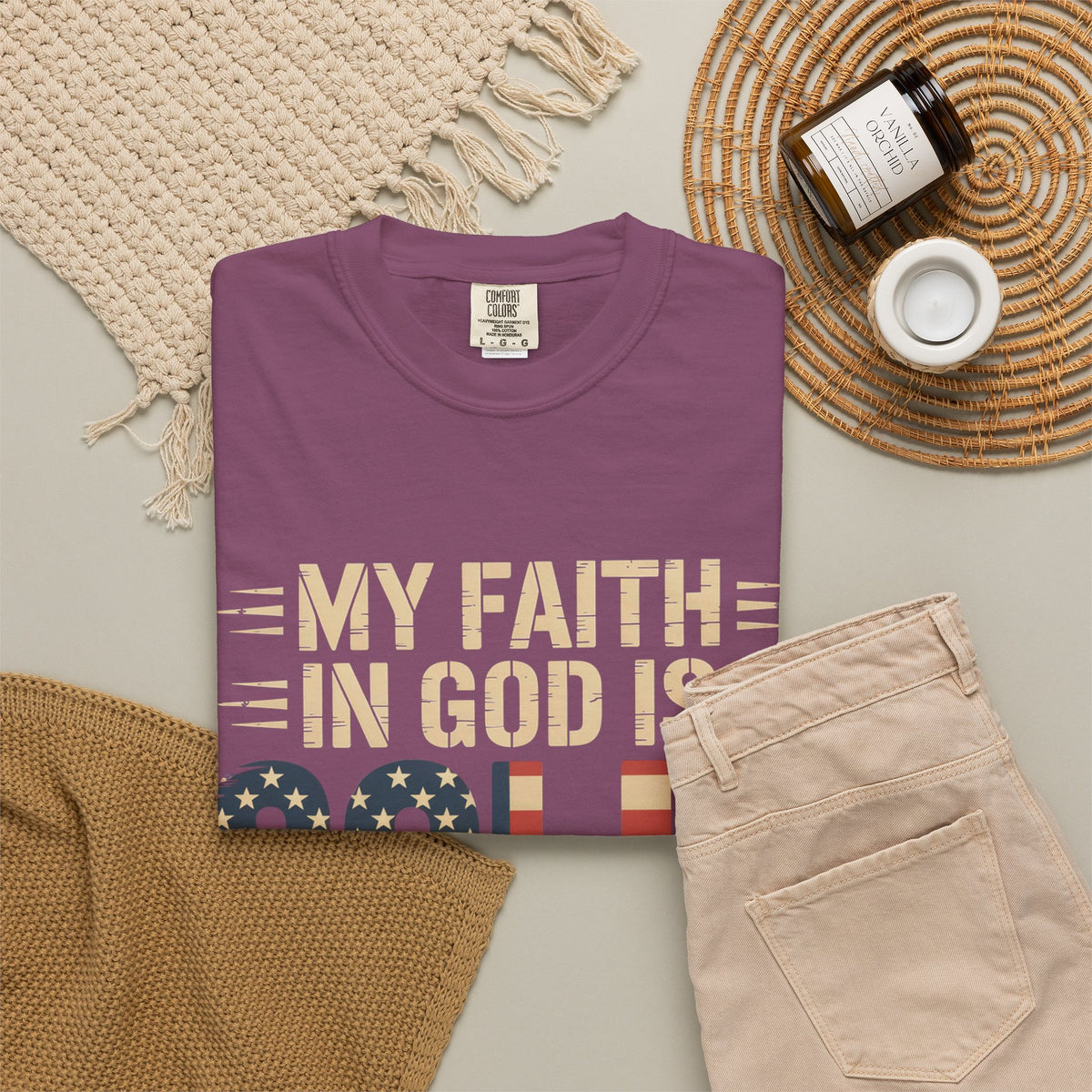 Faith in God Is Solid T-Shirt — American Flag Patriotic Christian Tee