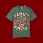 Family Faith Friends T-Shirt — Patriotic American Flag Tee