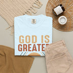 God Is Greater Mountain T-Shirt — Christian Faith Graphic Tee