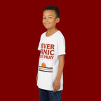 Youth Tee — "Never Panic Just Pray" Retro Sunset Kids T-Shirt