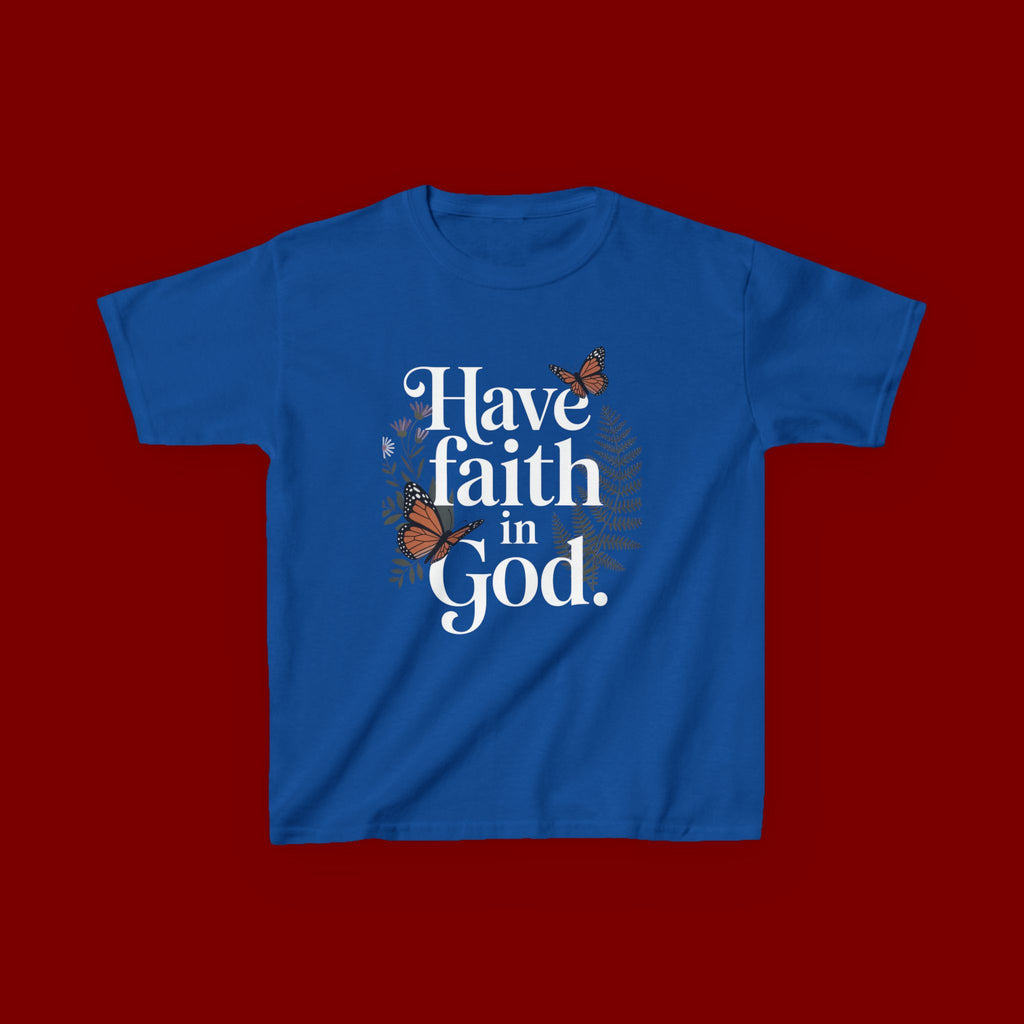 Kids Tee — "Have Faith in God" Floral Christian Youth T‑Shirt