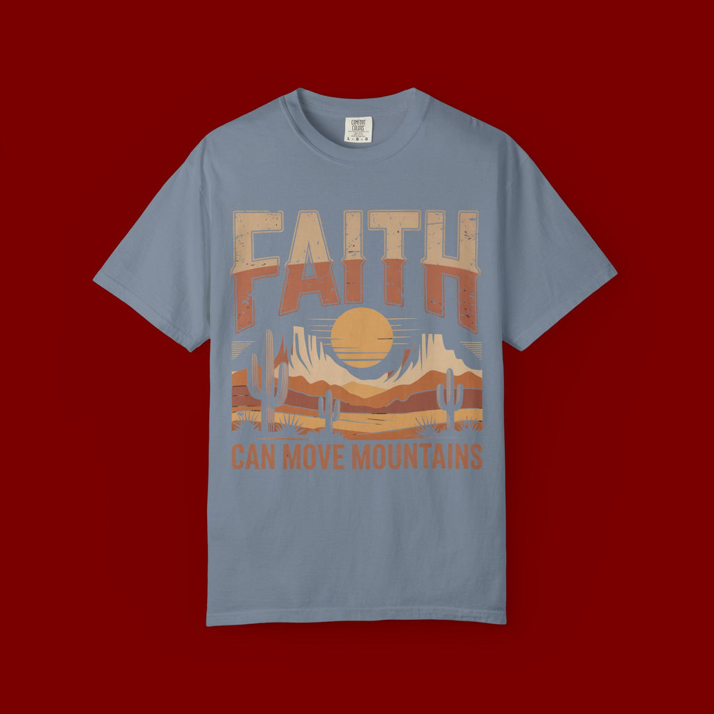 Faith Can Move Mountains T-Shirt — Retro Desert Inspirational Tee