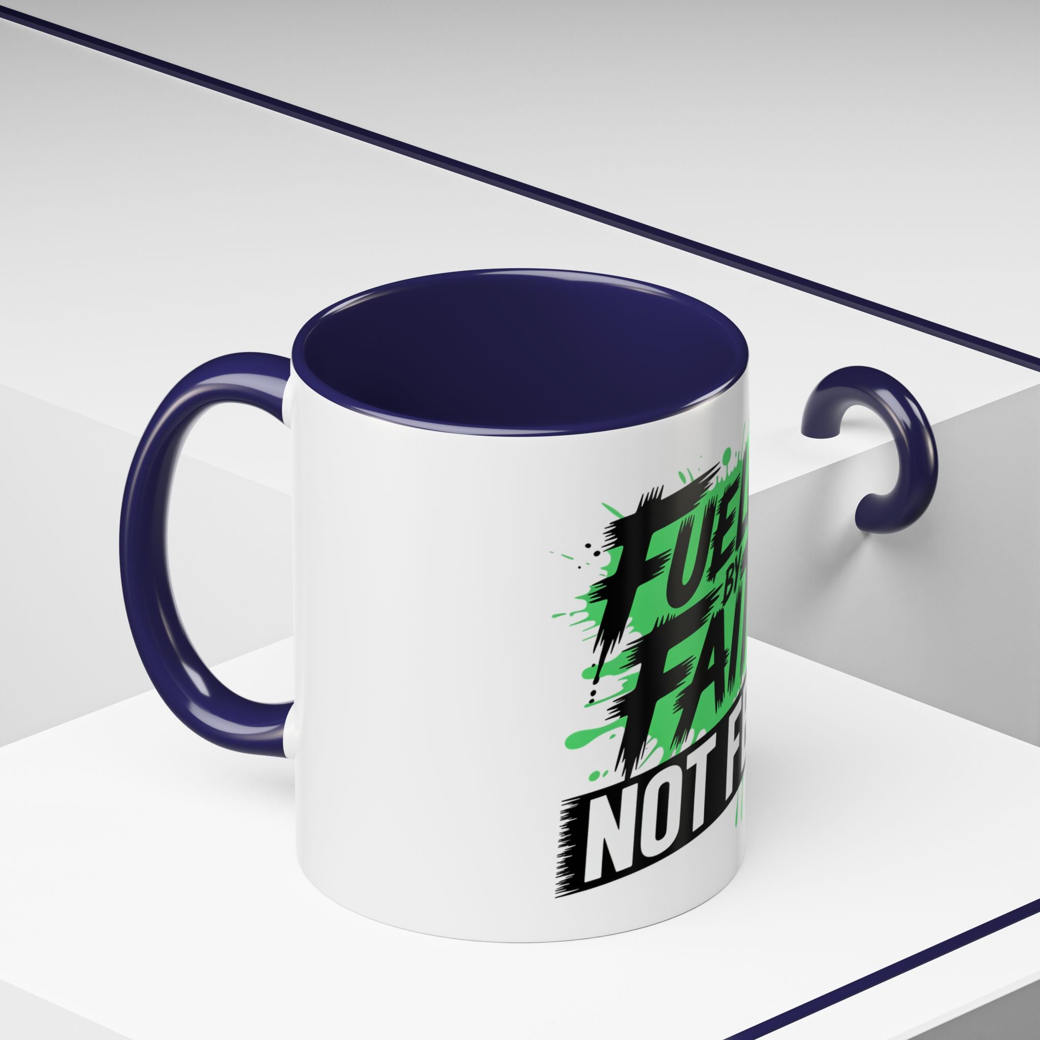 Accent Coffee Mug — "Fueled by Faith Not Fear" Inspirational Ceramic Mug (11/15 oz)