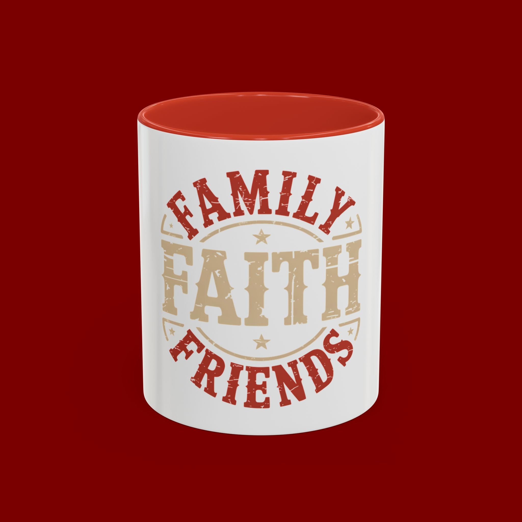 Faith Family Friends Accent Coffee Mug – Inspirational Religious Gift (11/15oz)