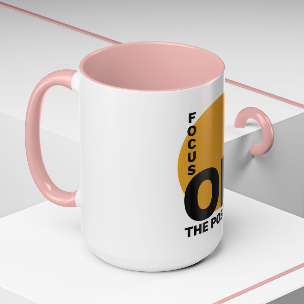 Accent Coffee Mug — "Focus On The Positive" Motivational Mug