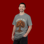 God Is My Strength Tree T-Shirt — Faith-Based Inspirational Tee