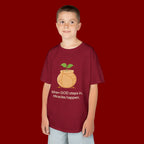 Kids Tee — "When GOD steps in, Miracles happen." Inspirational Christian T‑Shirt with Sprout Pot Design