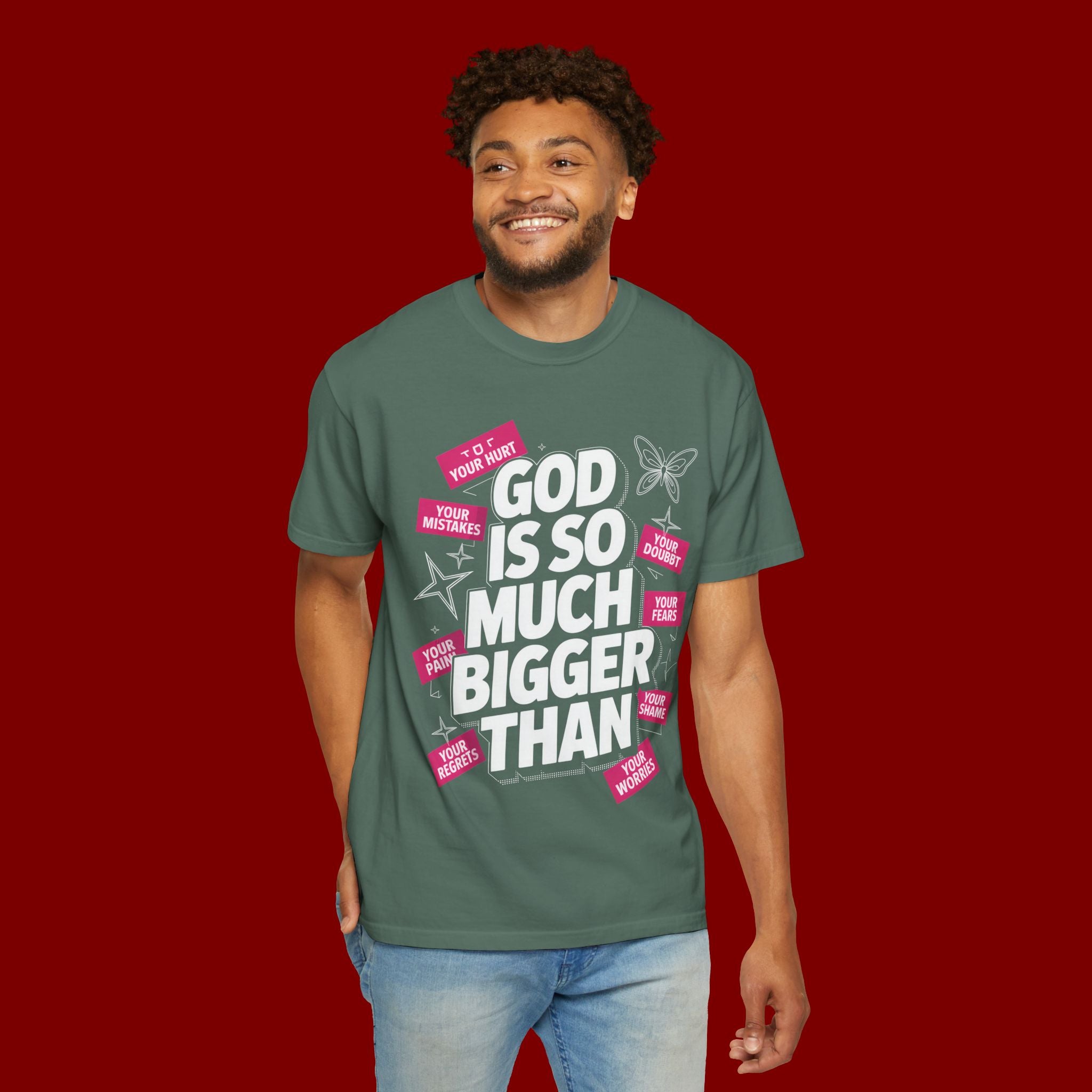 God Is So Much Bigger Than T-Shirt — Inspirational Christian Faith Graphic Tee