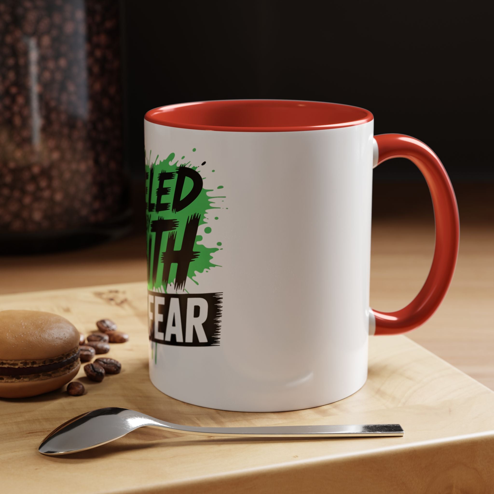 Accent Coffee Mug — "Fueled by Faith Not Fear" Inspirational Ceramic Mug (11/15 oz)