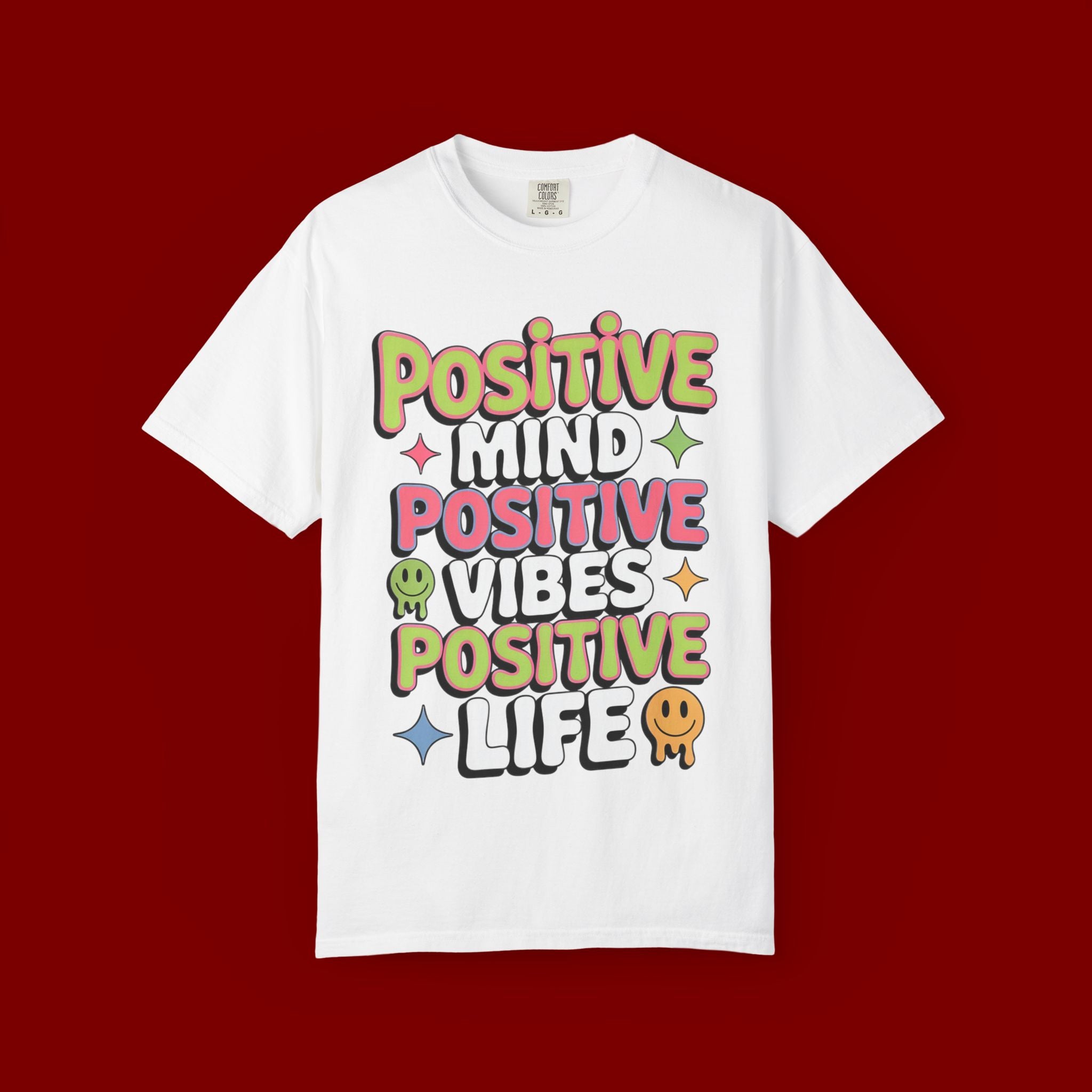 Positive Mind Positive Vibes Positive Life T-Shirt — Retro Smile Graphic Tee