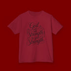 Kids T‑Shirt — "God Will Add Strength to Your Strength" Inspirational Faith Tee