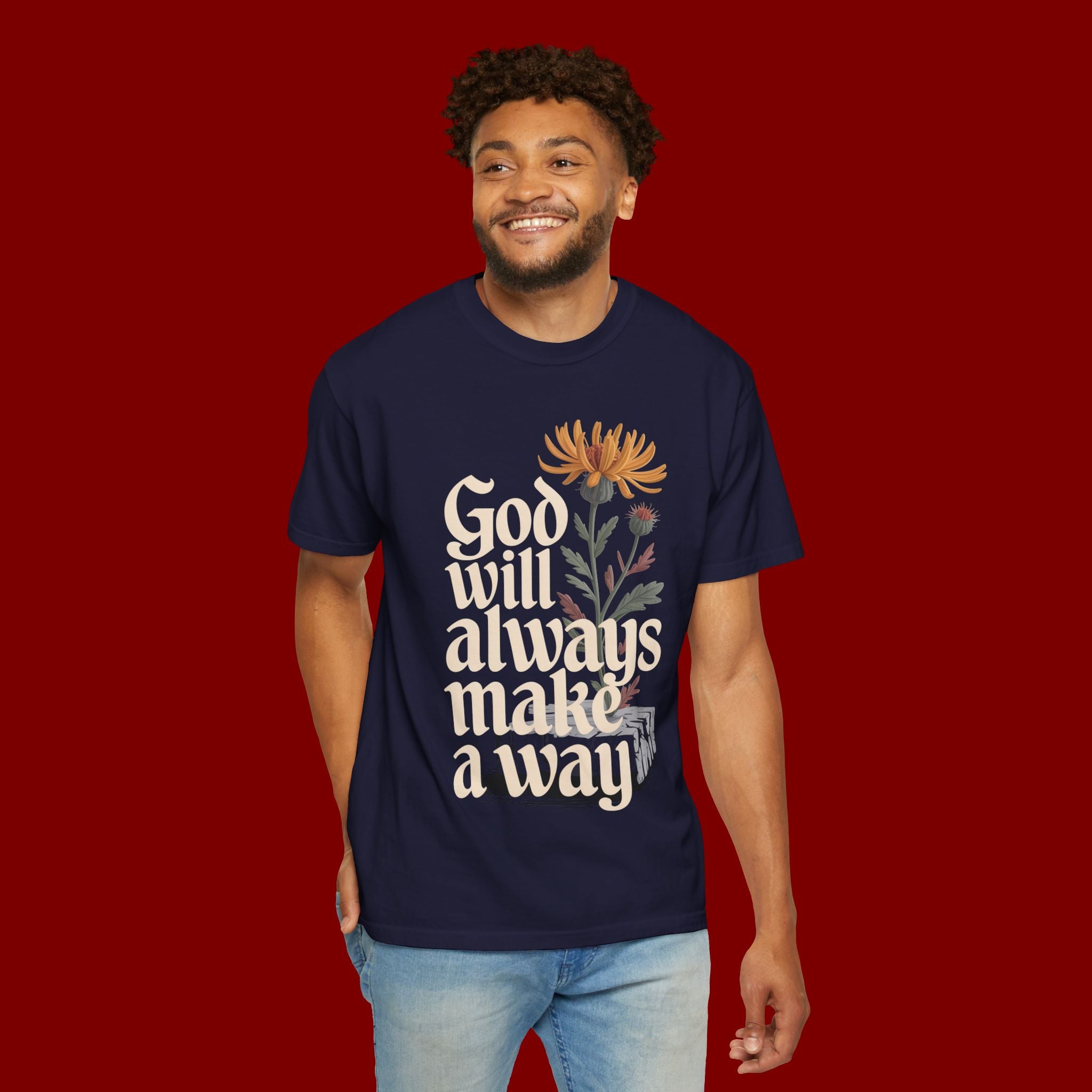 God Will Always Make a Way T-Shirt — Inspirational Floral Christian Tee