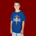 Kids Tee — "Prayer Is A Weapon" Lightning Graphic Christian Shirt