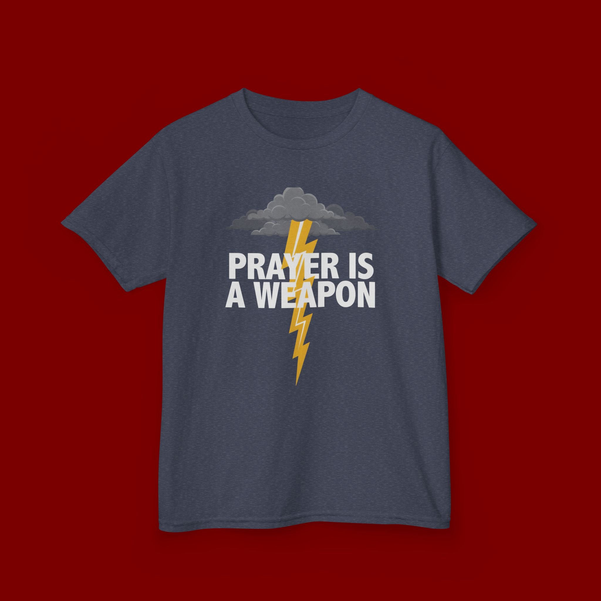Kids Tee — "Prayer Is A Weapon" Lightning Graphic Christian Shirt