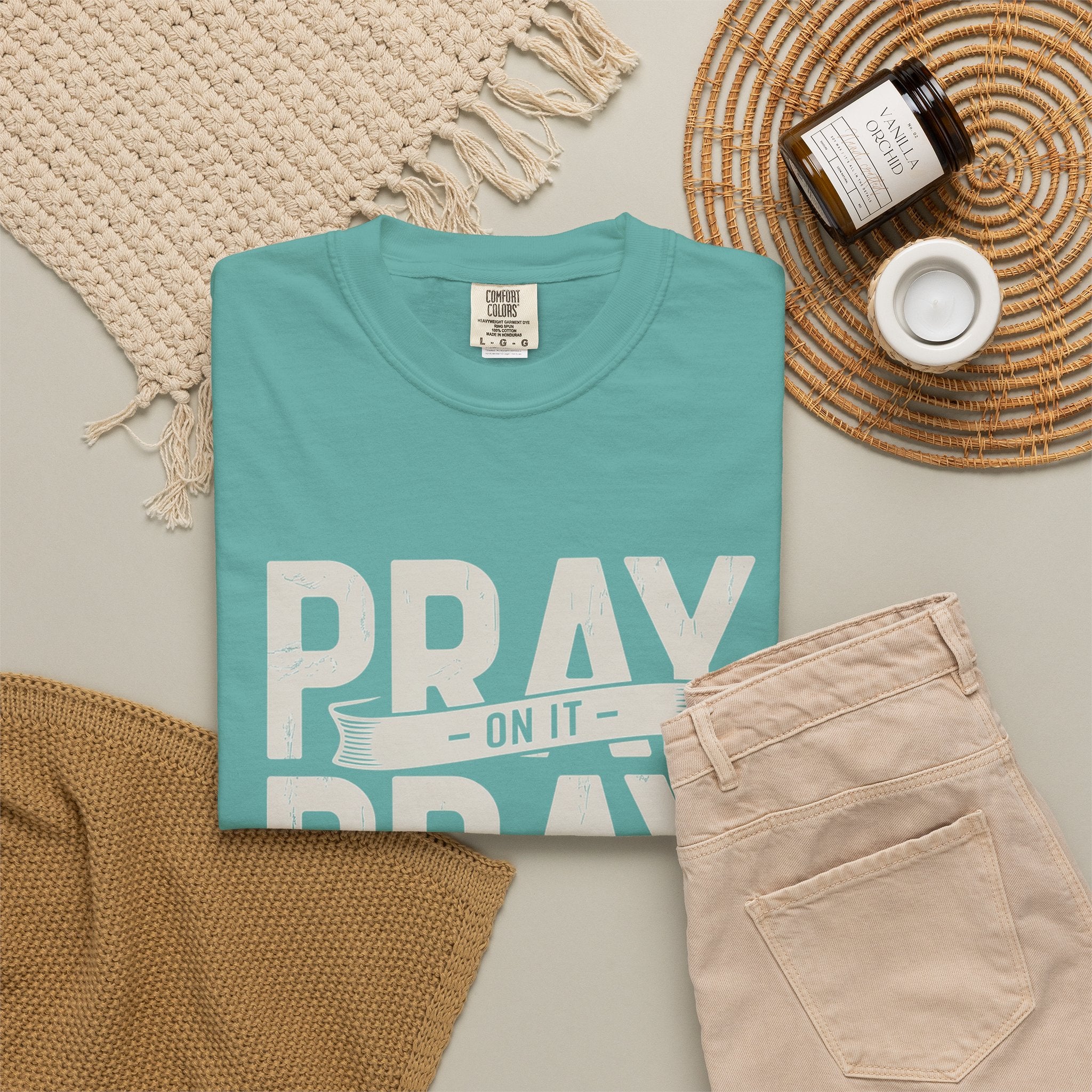 Prayer T-Shirt — "Pray On It, Pray Over It, Pray Through It" Christian Tee
