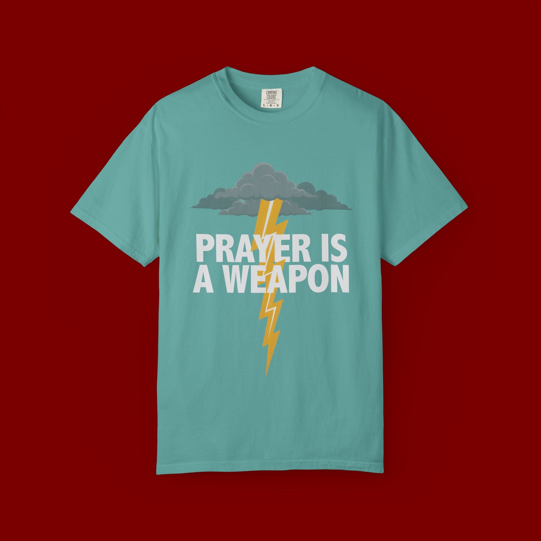 Prayer Is a Weapon T-Shirt — Christian Faith Lightning Graphic Tee