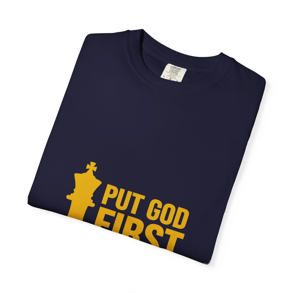 Put God First Chess King T-Shirt — Christian Faith Graphic Tee