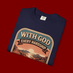 Scripture Comfort T-Shirt — "With God Every Hardship Brings Ease" Christian Faith Tee