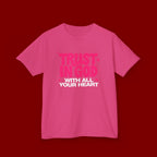 Kids Tee — "Trust in God" Pink Faith Graphic Shirt