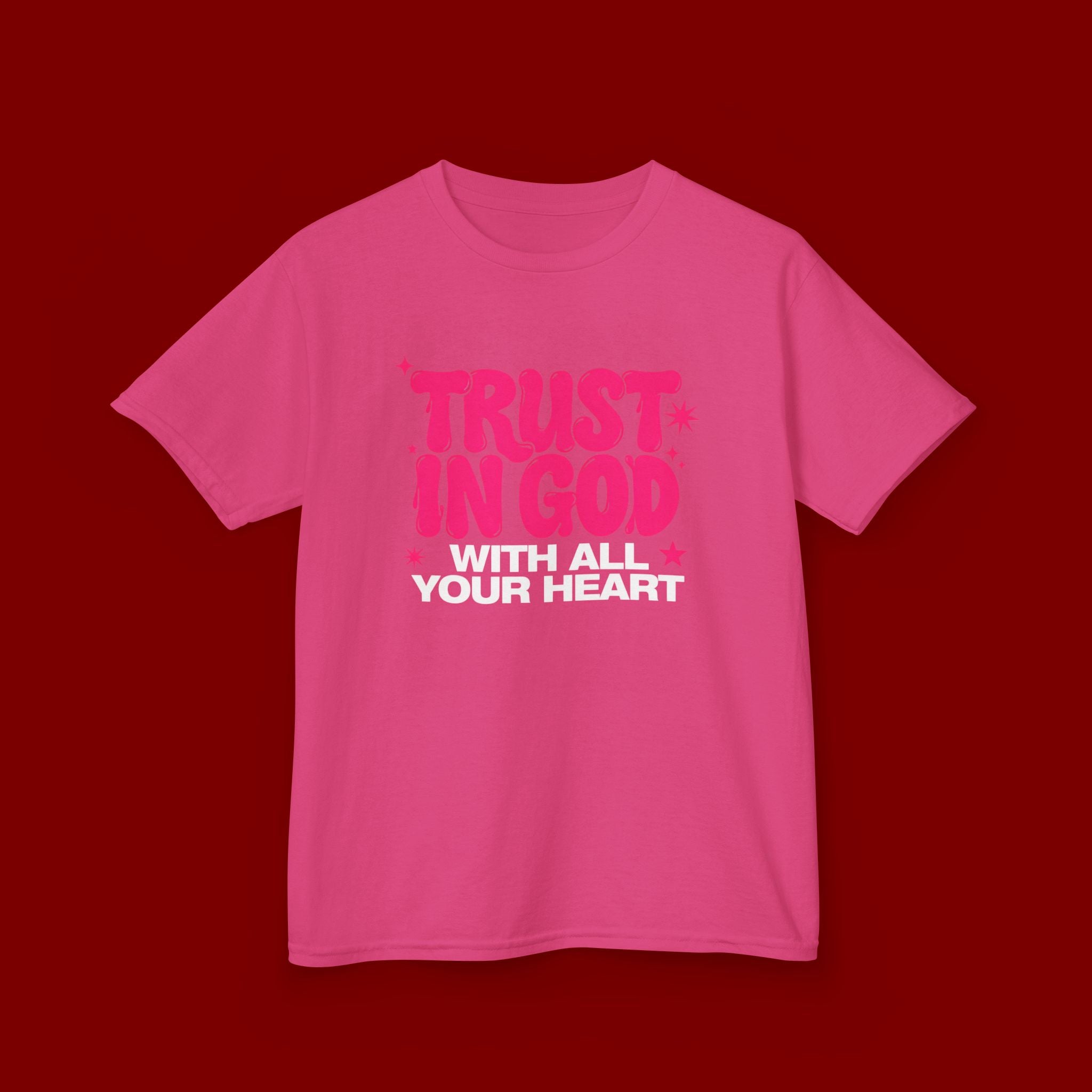 Kids Tee — "Trust in God" Pink Faith Graphic Shirt