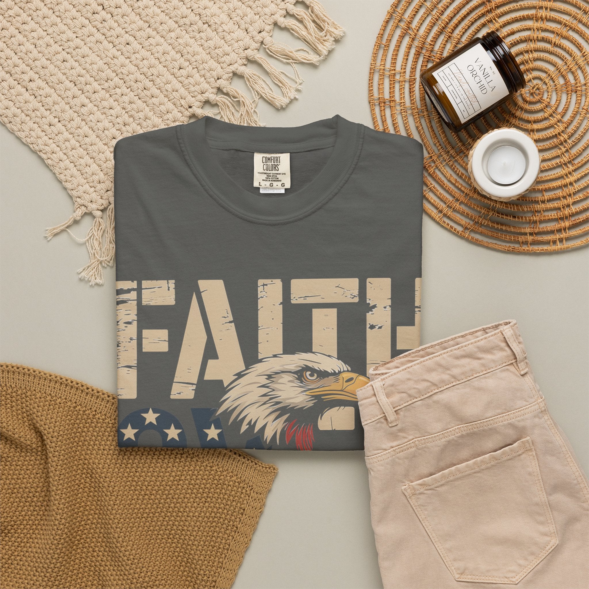 Faith Over Fear T-Shirt — Patriotic Eagle Graphic Tee