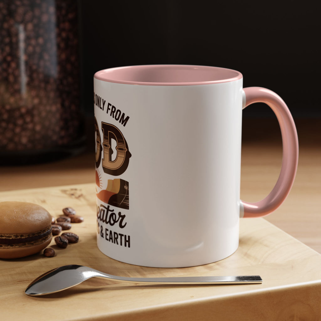 God-Themed Accent Coffee Mug – "My Help Is Only From God, The Creator of Heavens & Earth"