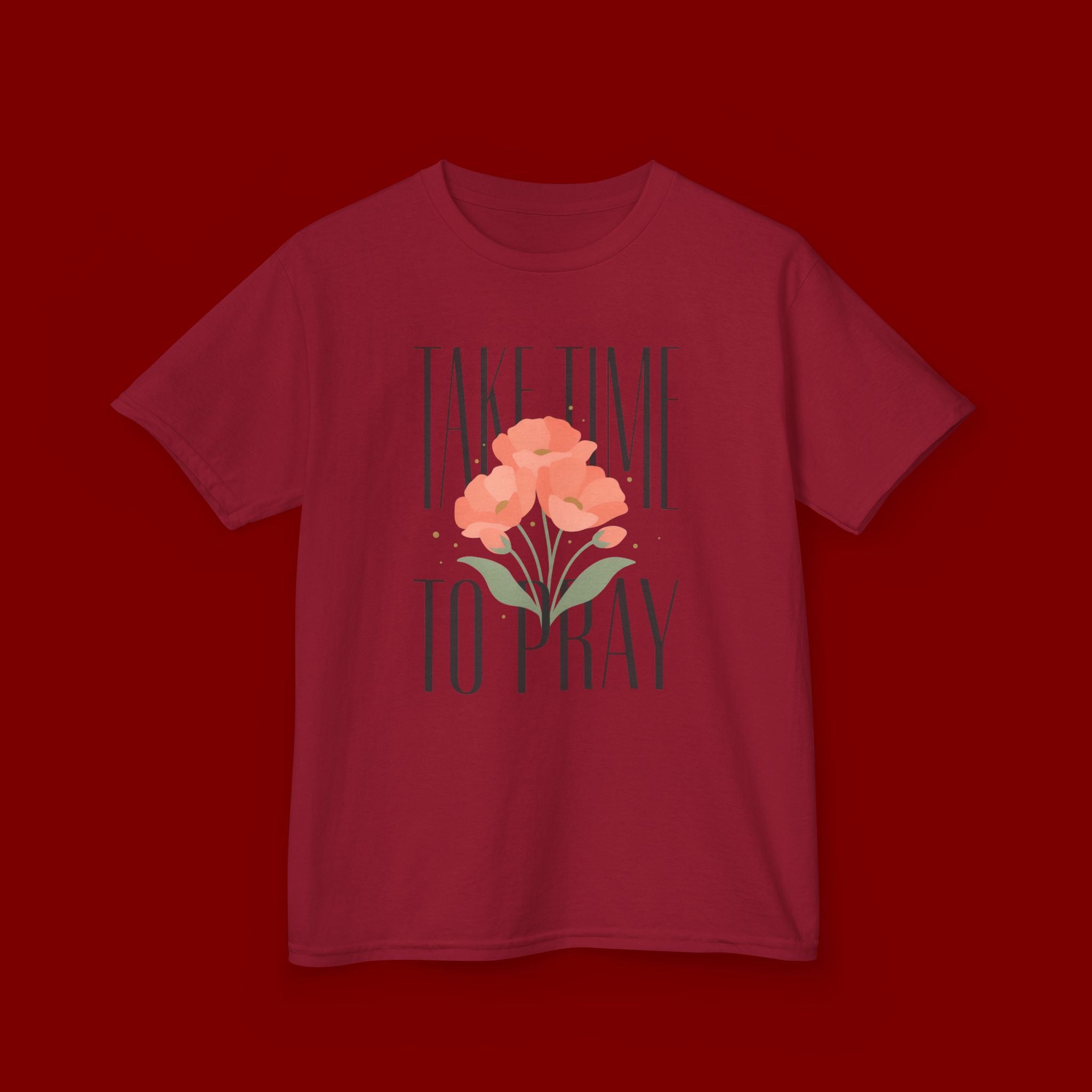 Kids Tee — "Take Time to Pray" Floral Christian Shirt