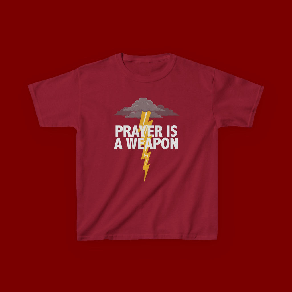 Kids Tee — "Prayer Is A Weapon" Lightning Graphic Christian Shirt
