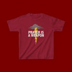 Kids Tee — "Prayer Is A Weapon" Lightning Graphic Christian Shirt