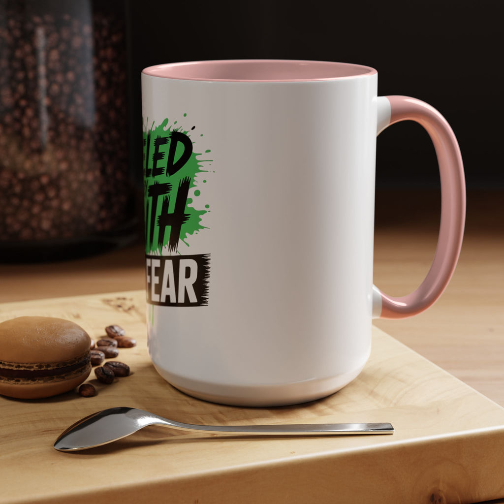 Accent Coffee Mug — "Fueled by Faith Not Fear" Inspirational Ceramic Mug (11/15 oz)