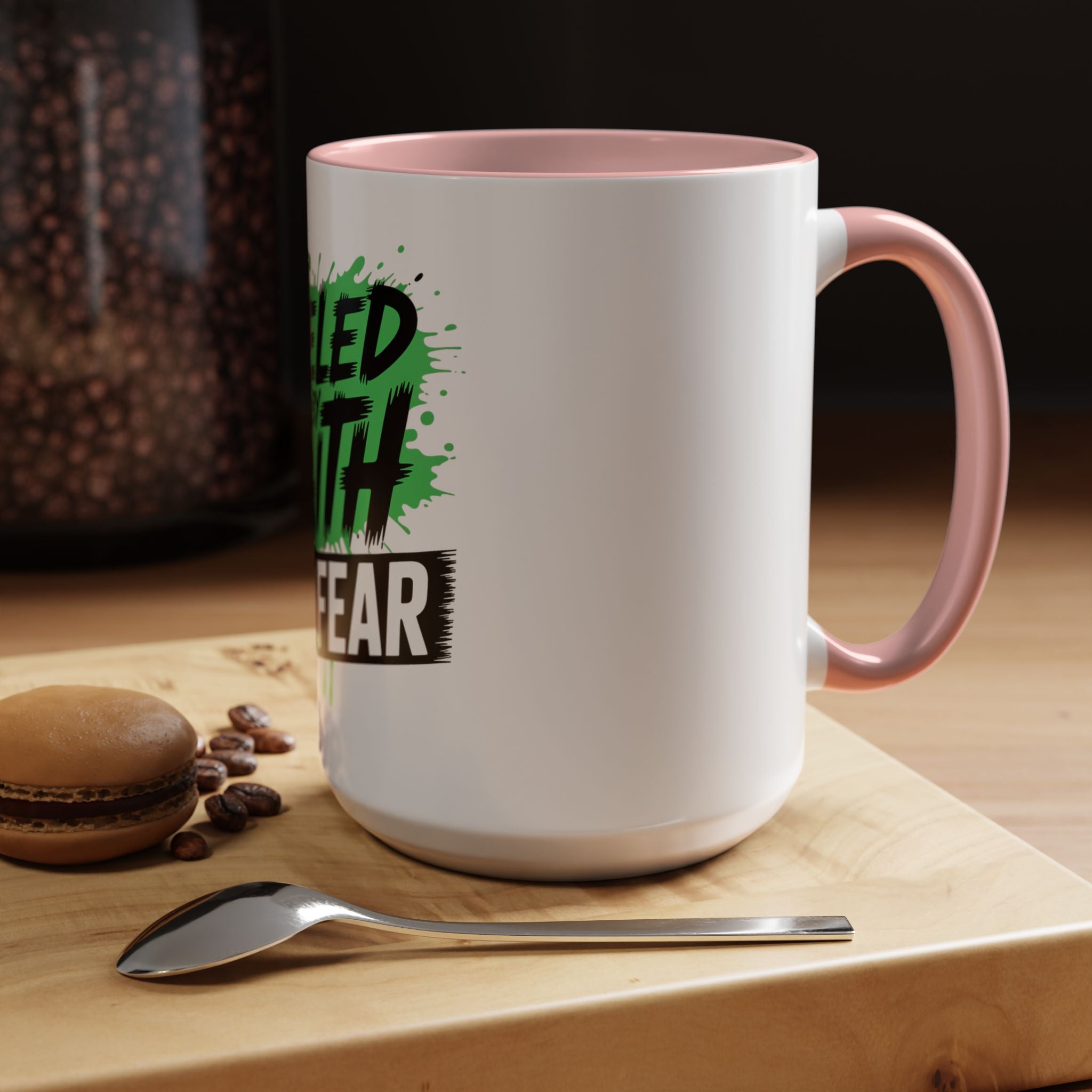 Accent Coffee Mug — "Fueled by Faith Not Fear" Inspirational Ceramic Mug (11/15 oz)