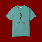 Matchstick Graphic Tee — "Time Never" Minimalist Smoky Design