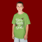 Kids Tee — "Have Faith in God" Floral Christian Youth T‑Shirt
