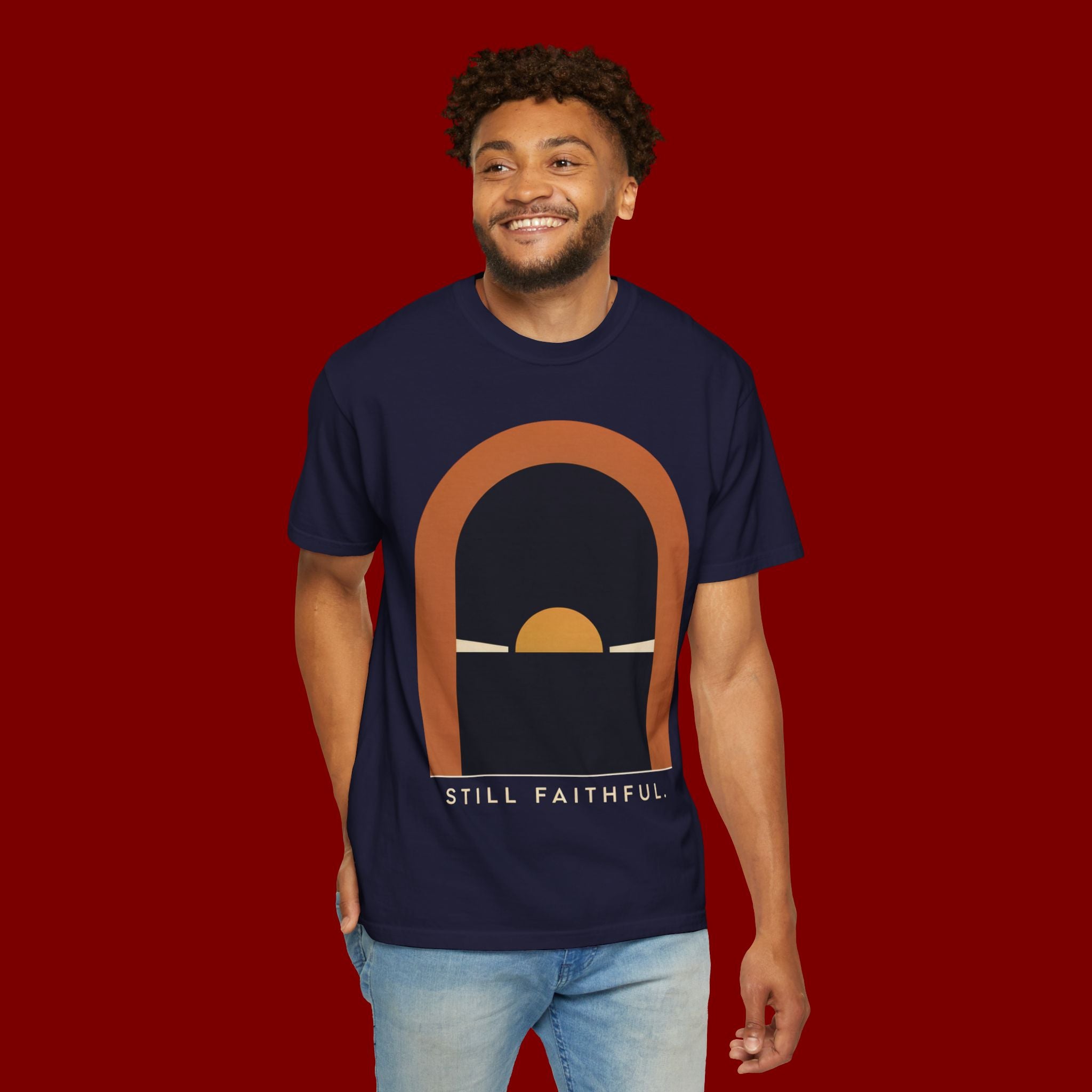 Still Faithful Sunset T-Shirt — Minimal Christian Graphic Tee