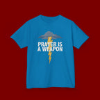 Kids Tee — "Prayer Is A Weapon" Lightning Graphic Christian Shirt
