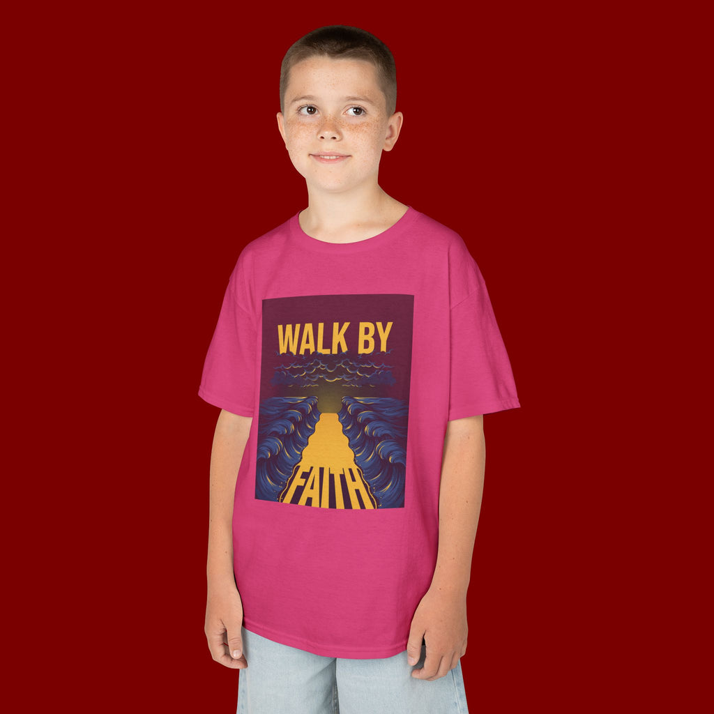 Kids T‑Shirt — "Walk By Faith" Inspirational Graphic Tee for Children