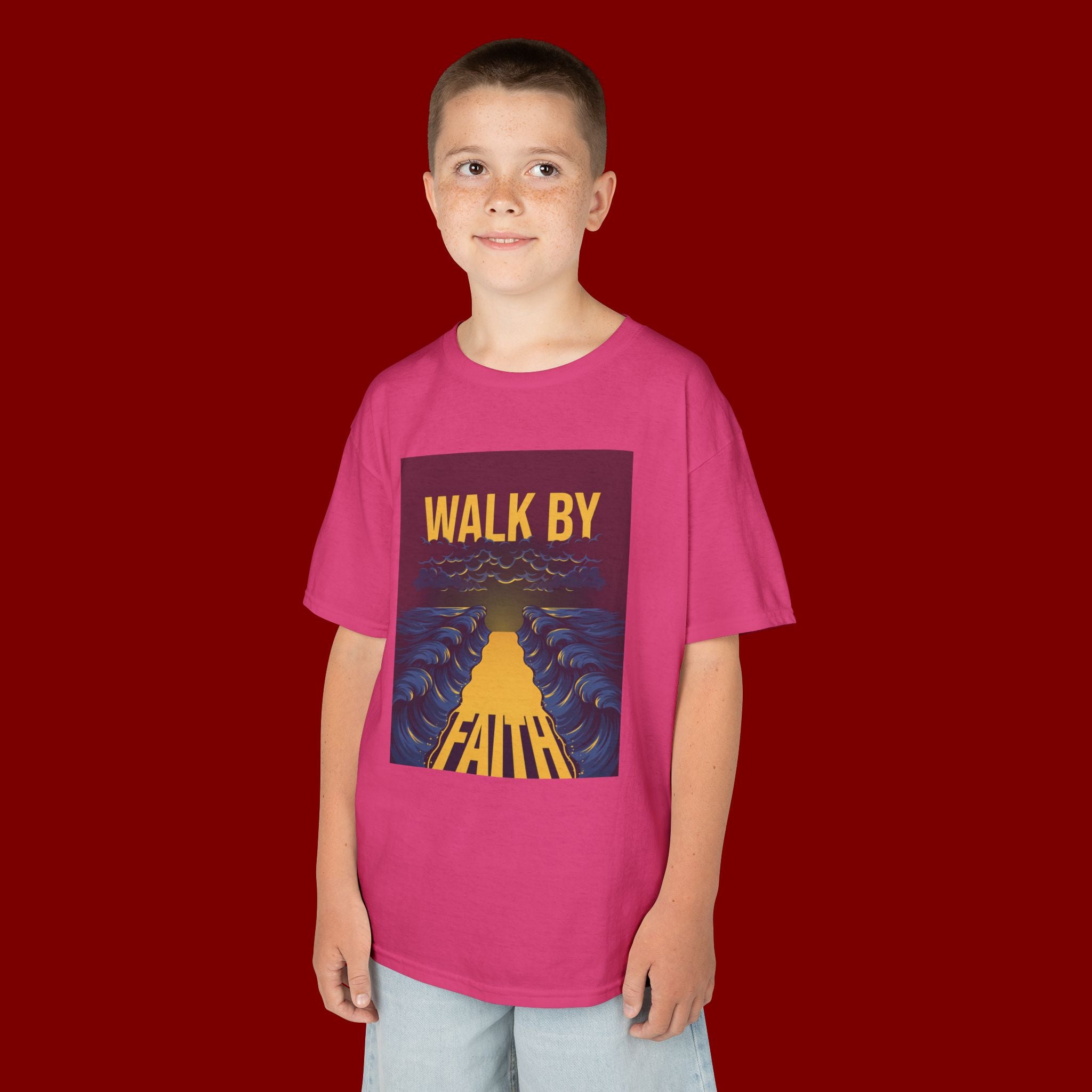 Kids T‑Shirt — "Walk By Faith" Inspirational Graphic Tee for Children