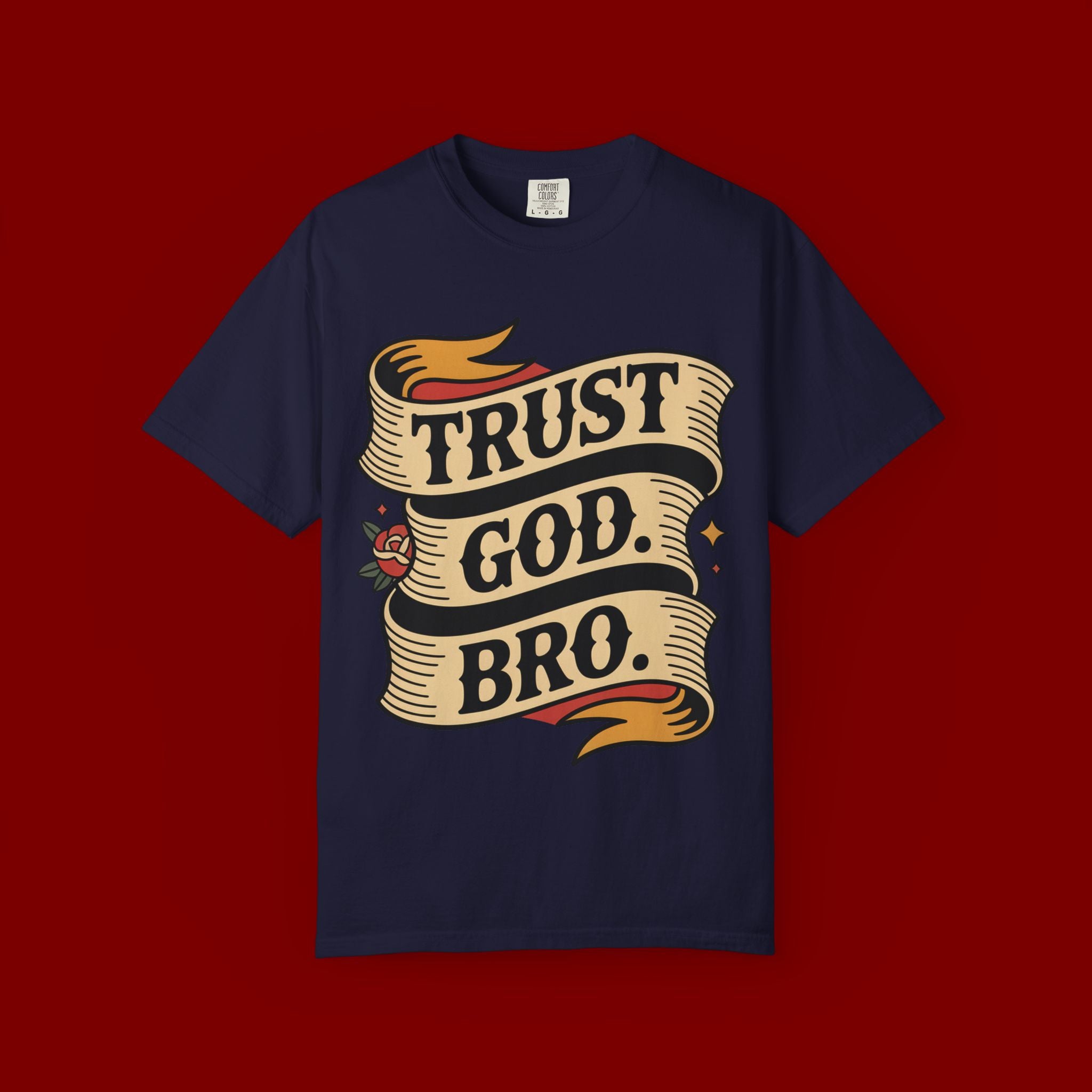 Trust God, Bro T-Shirt — Retro Ribbon Faith Tee
