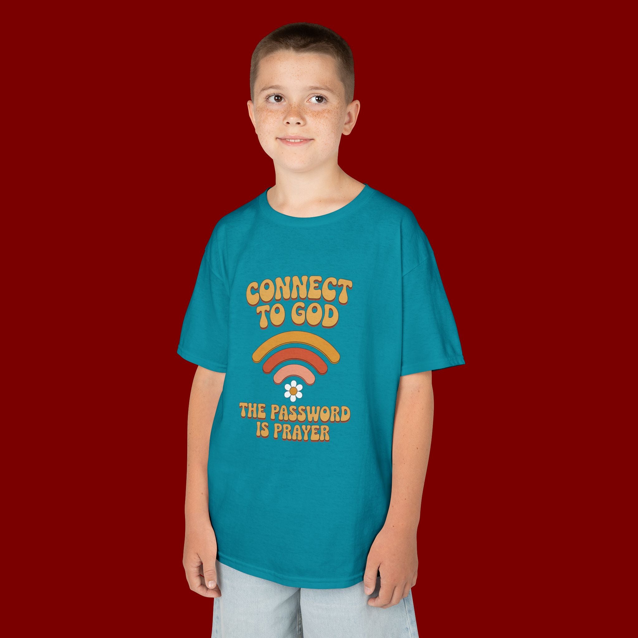 Kids Tee - "Connect to God" WiFi Prayer Graphic Shirt