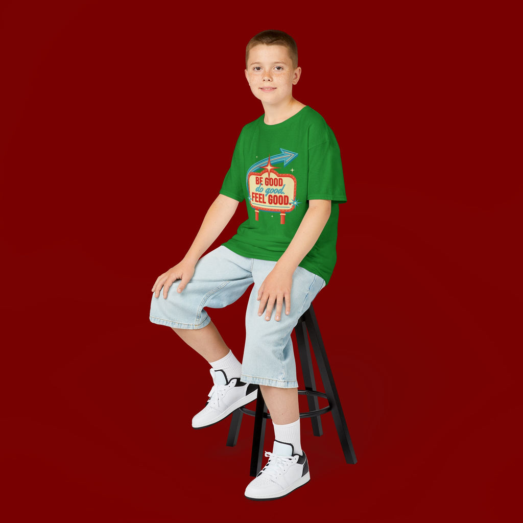 Kids Tee — Retro 'Be Good, Do Good, Feel Good' Positive Message Shirt