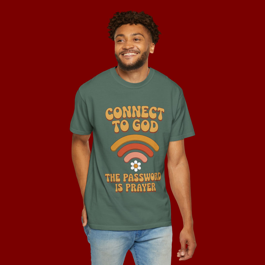 Connect to God T-Shirt — "The Password Is Prayer" Retro Faith Tee