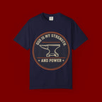 God Is My Strength T-Shirt — Christian Faith Anvil Graphic Tee