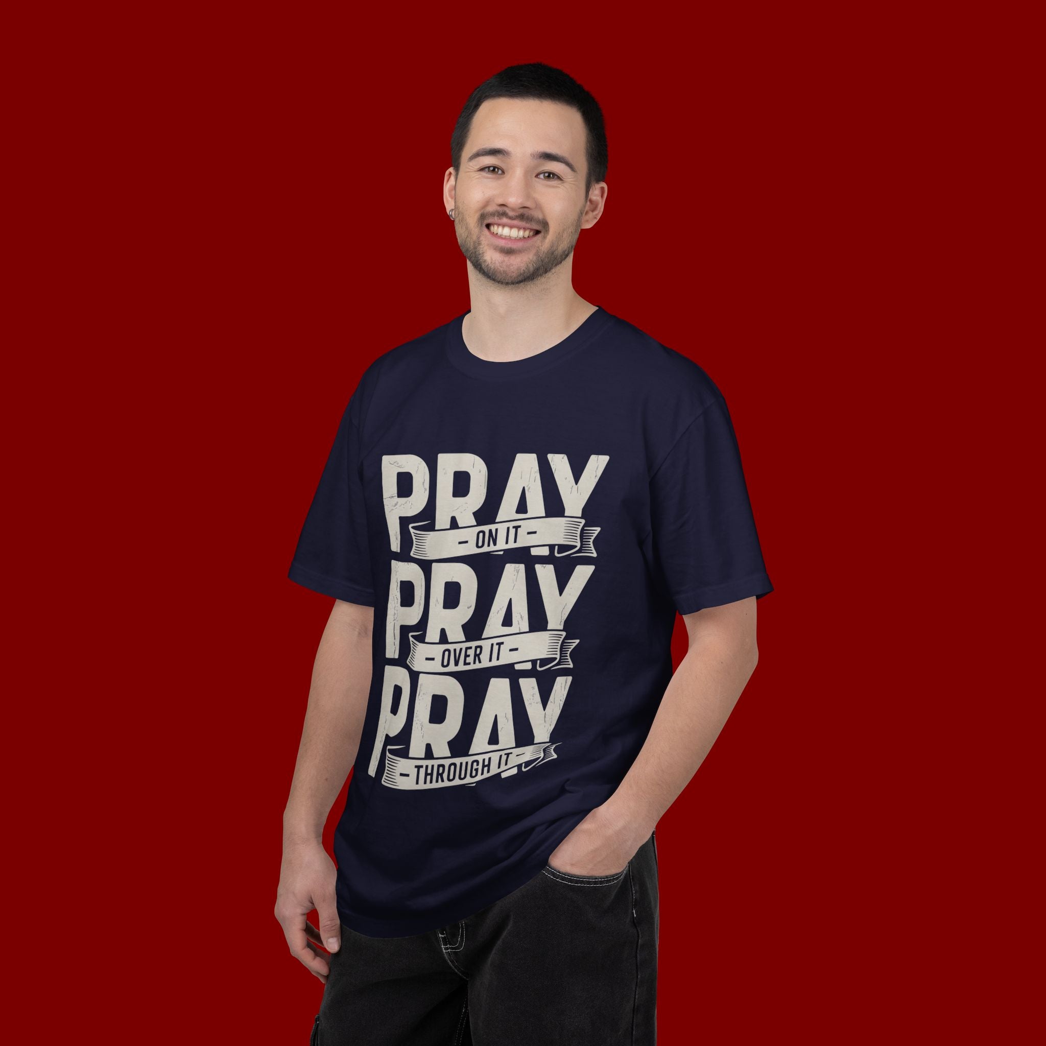Prayer T-Shirt — "Pray On It, Pray Over It, Pray Through It" Christian Tee