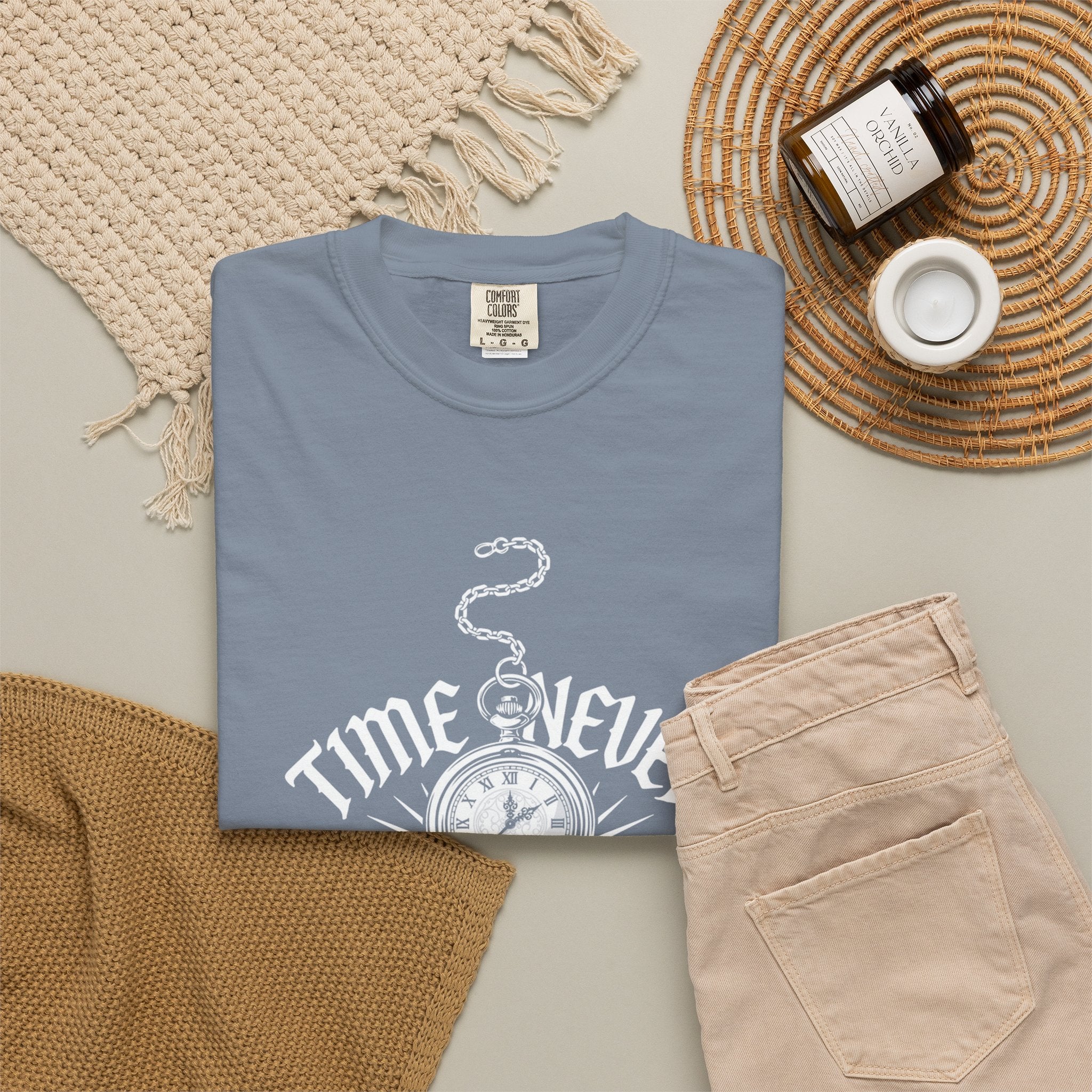 Time Never Comes Again T-Shirt — Vintage Pocket Watch Graphic Tee