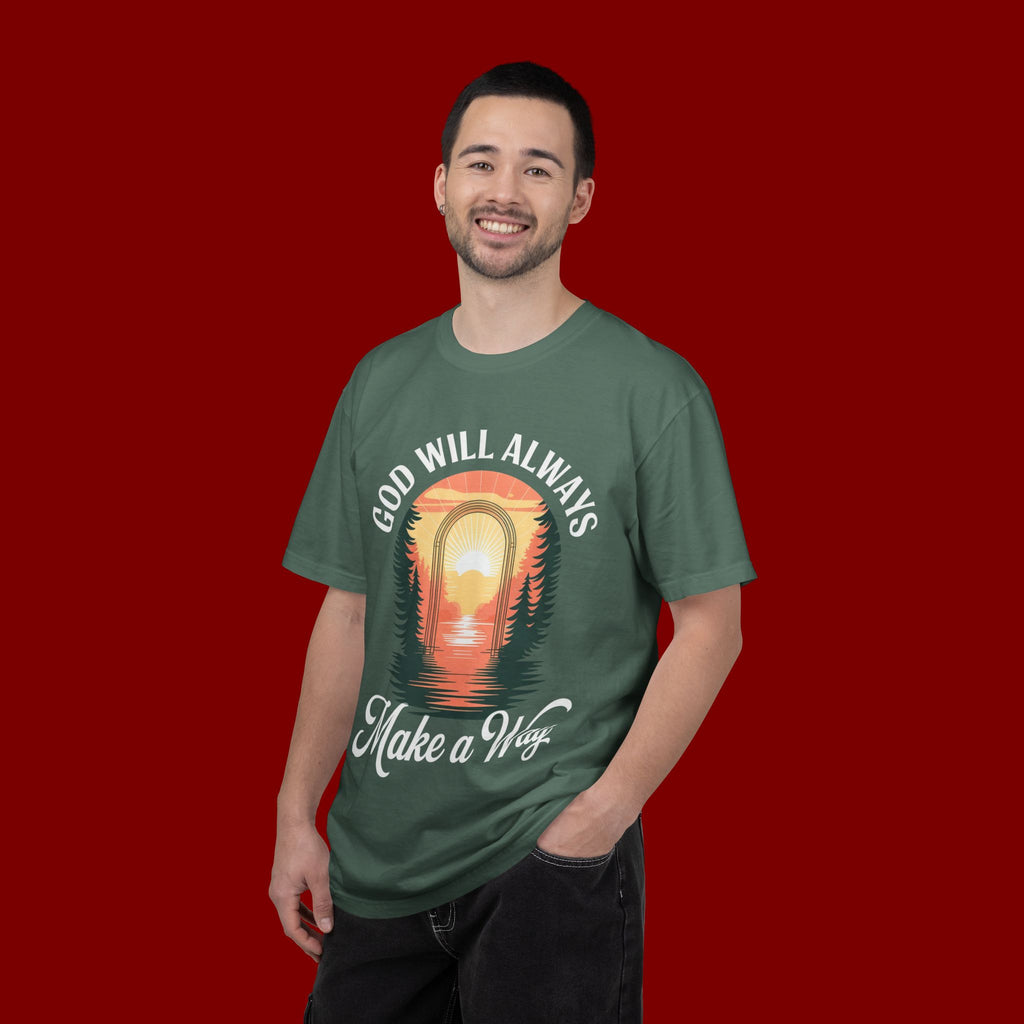 Make a Way Christian T-Shirt — 'God Will Always Make a Way' Sunset Faith Tee
