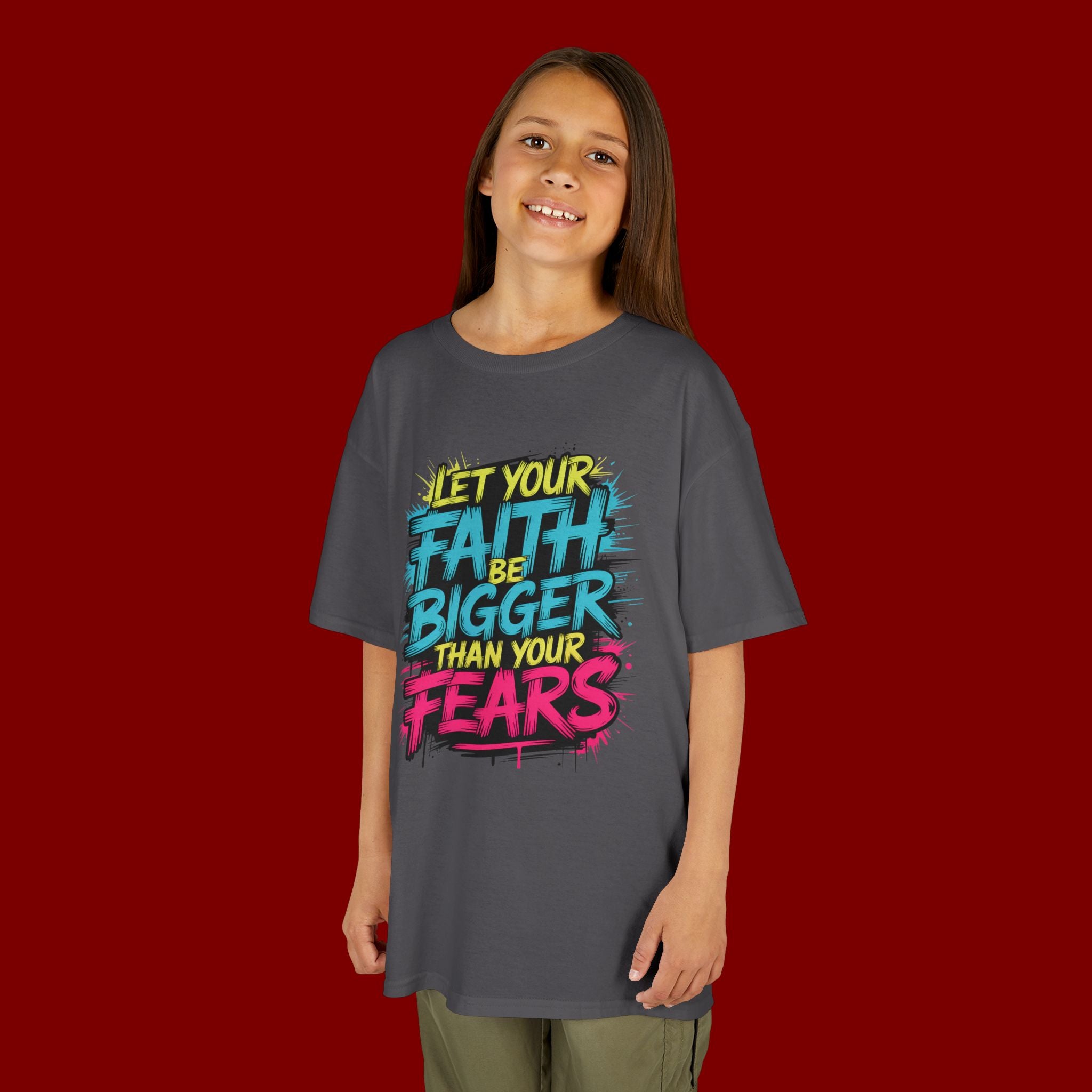 Kids Tee — "Let Your Faith Be Bigger Than Your Fears" Inspirational Graphic