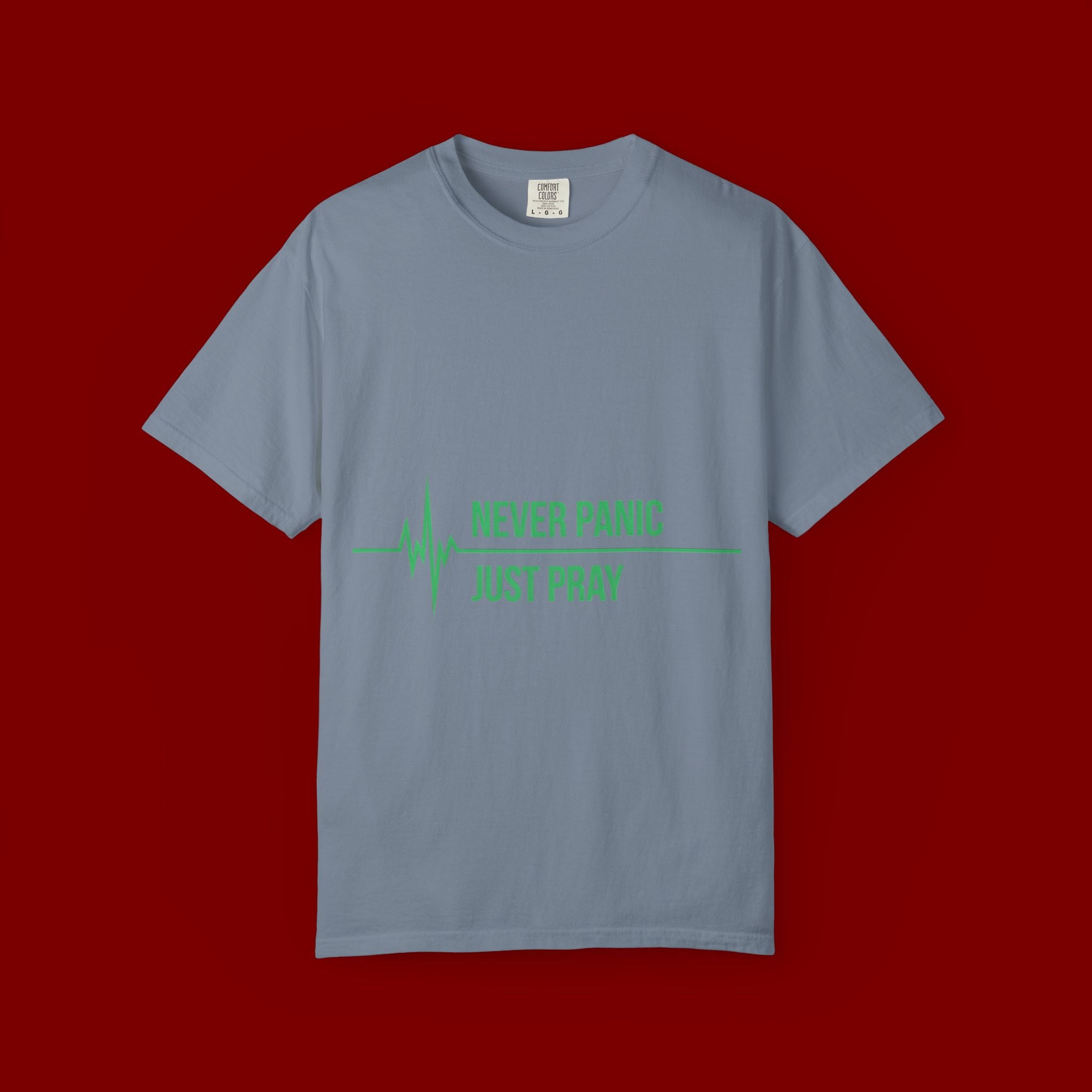 Prayer Tee — "Never Panic Just Pray" Graphic T-Shirt