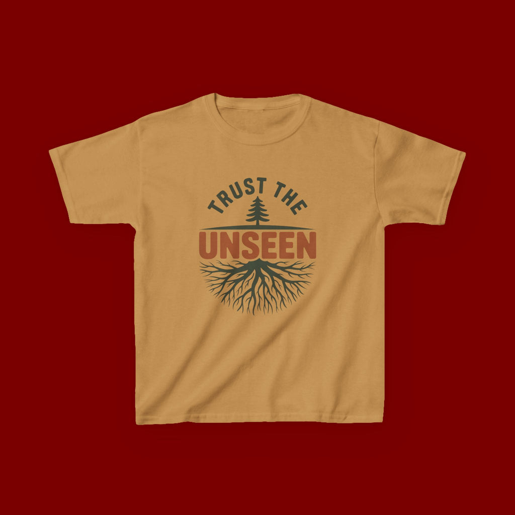 Kids T‑Shirt — "Trust the Unseen" Tree & Roots Inspirational Graphic