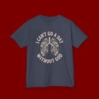 Kids T-Shirt – "I Can't Go a Day Without God" Floral Lungs Christian Tee